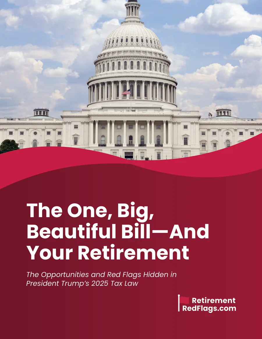 Cover of the guide The One, Big, Beautiful Bill and Your Retirement, showing the U.S. Capitol building.