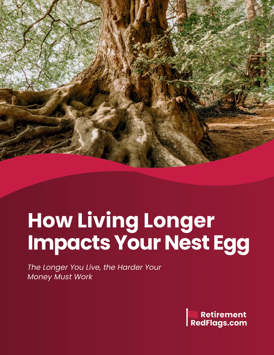 Cover of the guide How Living Longer Impacts Your Nest Egg, showing the roots of an old tree.